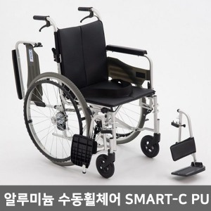 [장애인보조기기][MIKI-M] 알루미늄수동휠체어 SMART-C PU (15.1kg/통타이어,보호자브레이크)